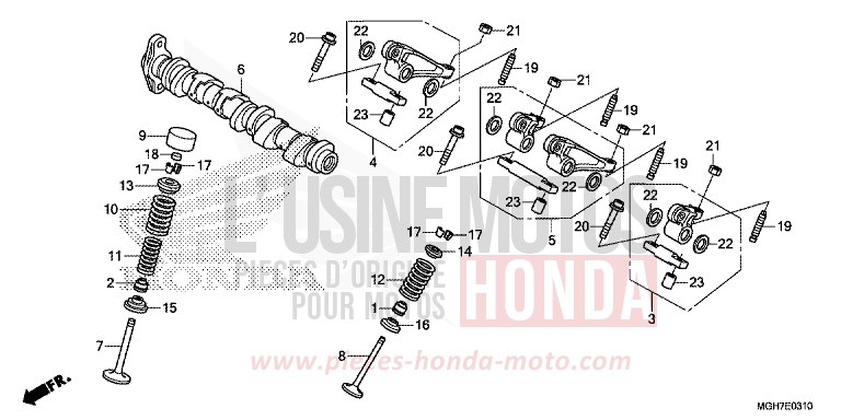 ARBRE A CAMES/SOUPAPE (ARRIERE) de VFR1200X "Crosstourer" Méca PEARL GLARE WHITE (NHB53B) 2015